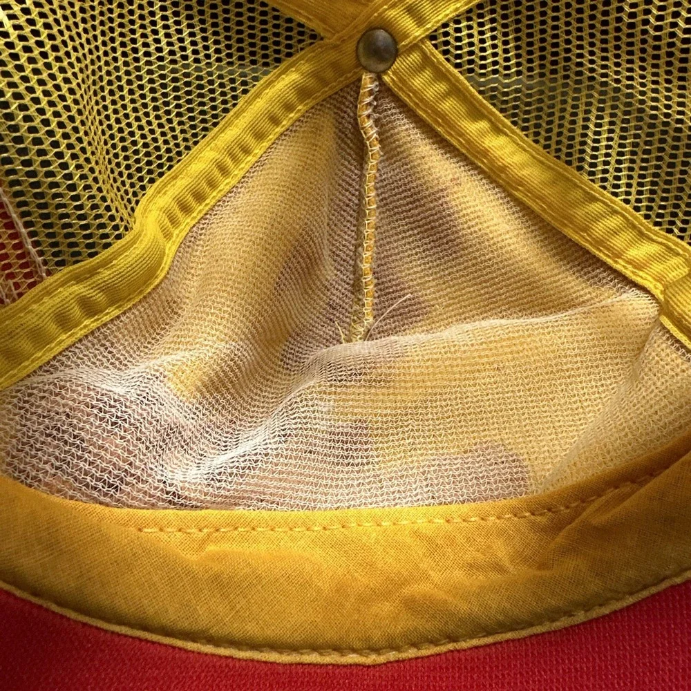 Vtg Peabody Coal Three Stripes Trucker SnapBack Hat  Yellow/‎ Orange RARE